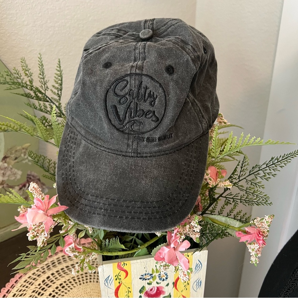Lucky 7 Fashion Grey Mineral Wash Salty Vibes Embroidery Baseball Hat Texas